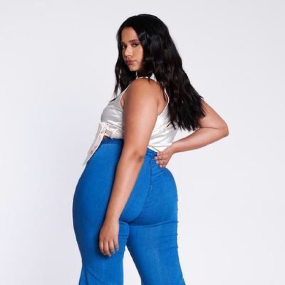 High Waist Split Flare Jeans-XL/1X - Picture 4 of 5